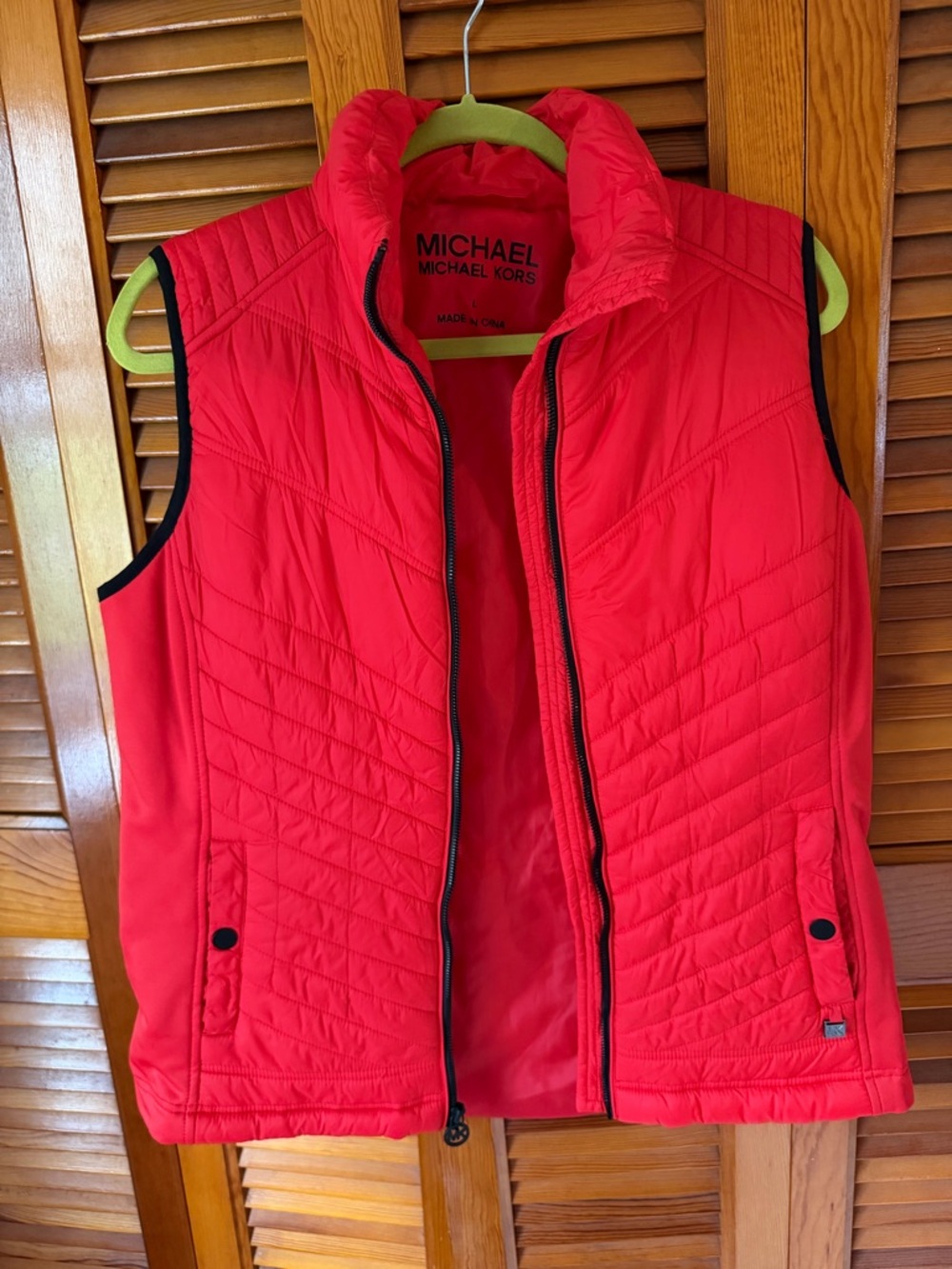 Michael Kors Red Quilted Puffer Vest size Large
